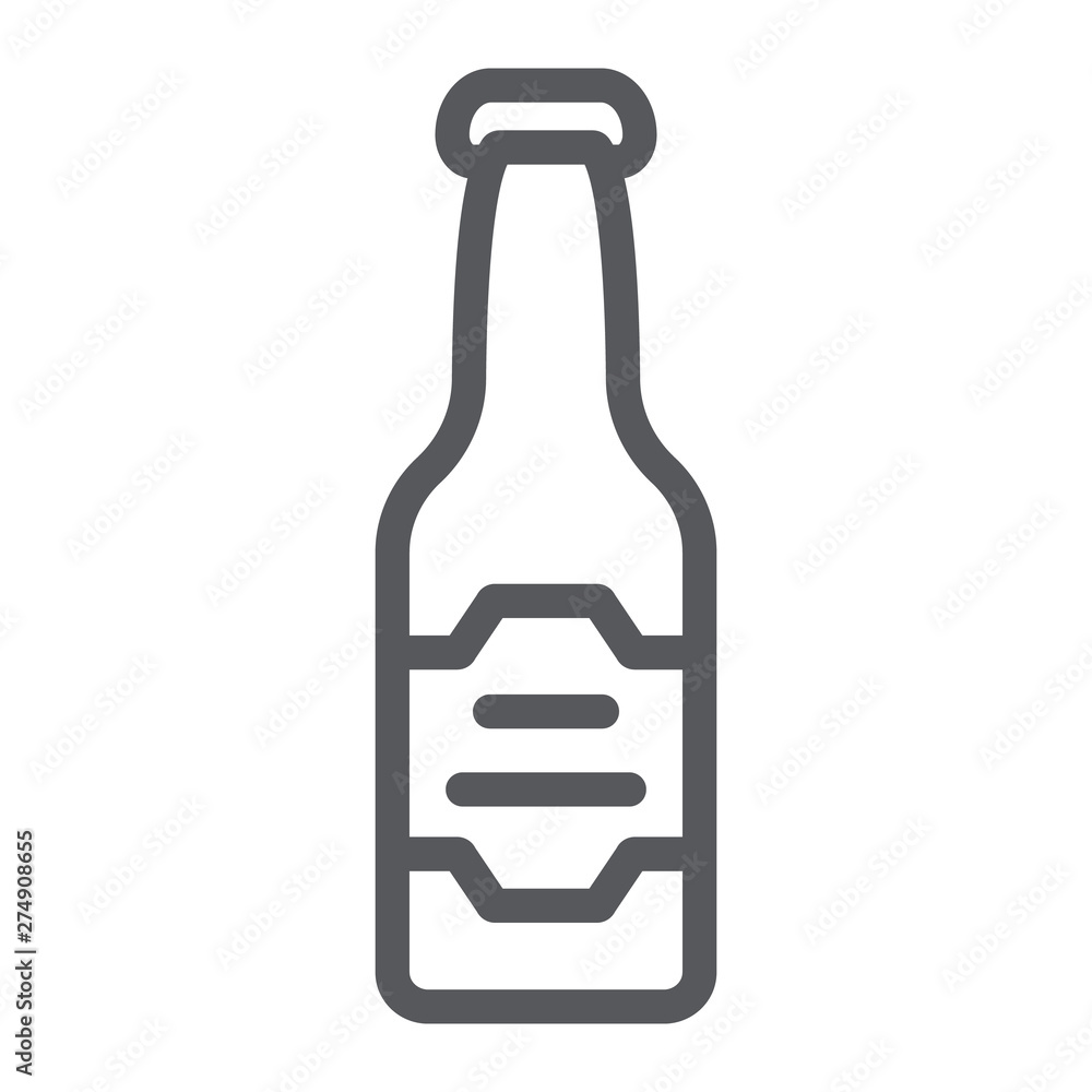 Beer bottle line icon, drink and alcohol, lager sign, vector graphics, a linear pattern on a white background.