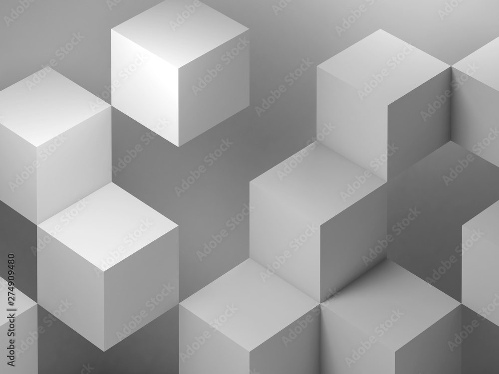 3d white and gray cubes installation 3d white and gray cubes installation