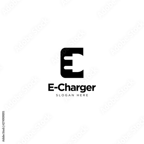 E-Charger Logo Design Vector, Technology Charger Logo Design