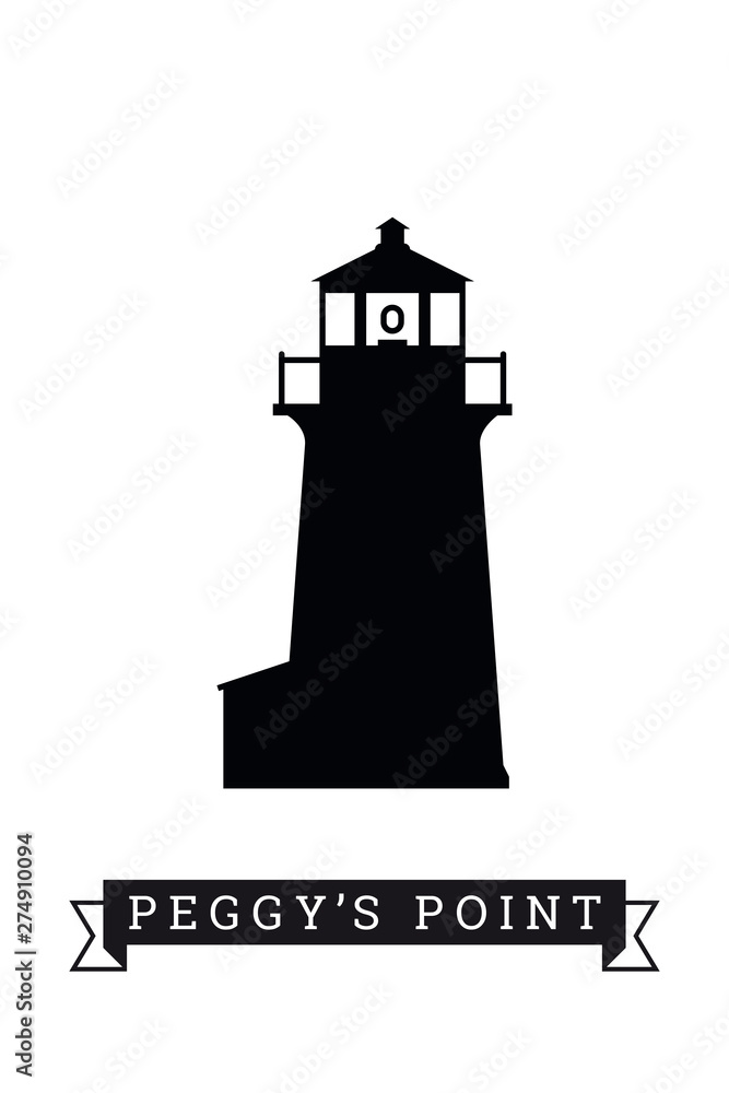 Peggys Point lighthouse silhouette vector