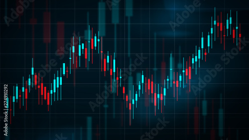 Digital Candlestick Stock Chart 2D View 