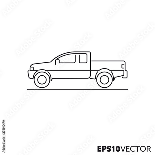 Pickup truck vector line icon
