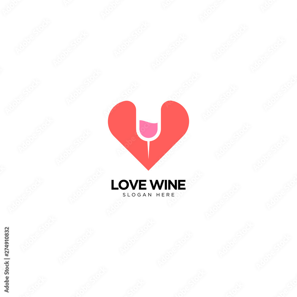Love and Wine Logo Design Vector