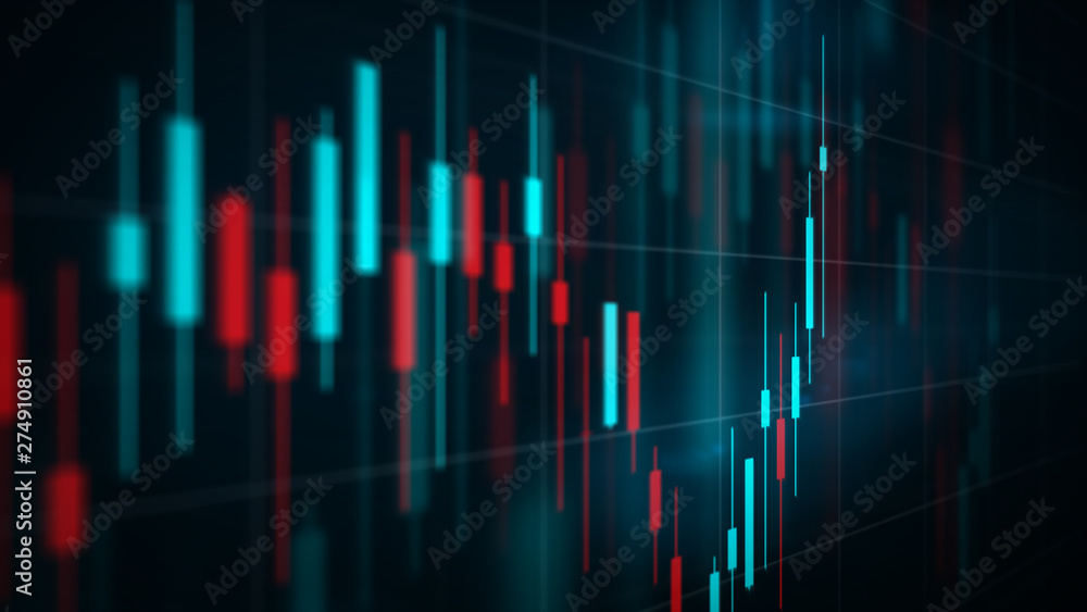 Digital Candlestick Stock Chart 3D View Digital Candlestick Stock Chart 3D View