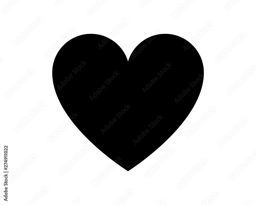 Love heart vector icon black silhouette isolated on white background. Love heart vector icon black silhouette isolated on white background.