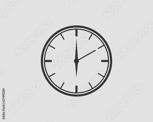 Fototapeta Naklejka Na Ścianę i Meble -  Clock icon vector. Flat design element watch isolated on white background.