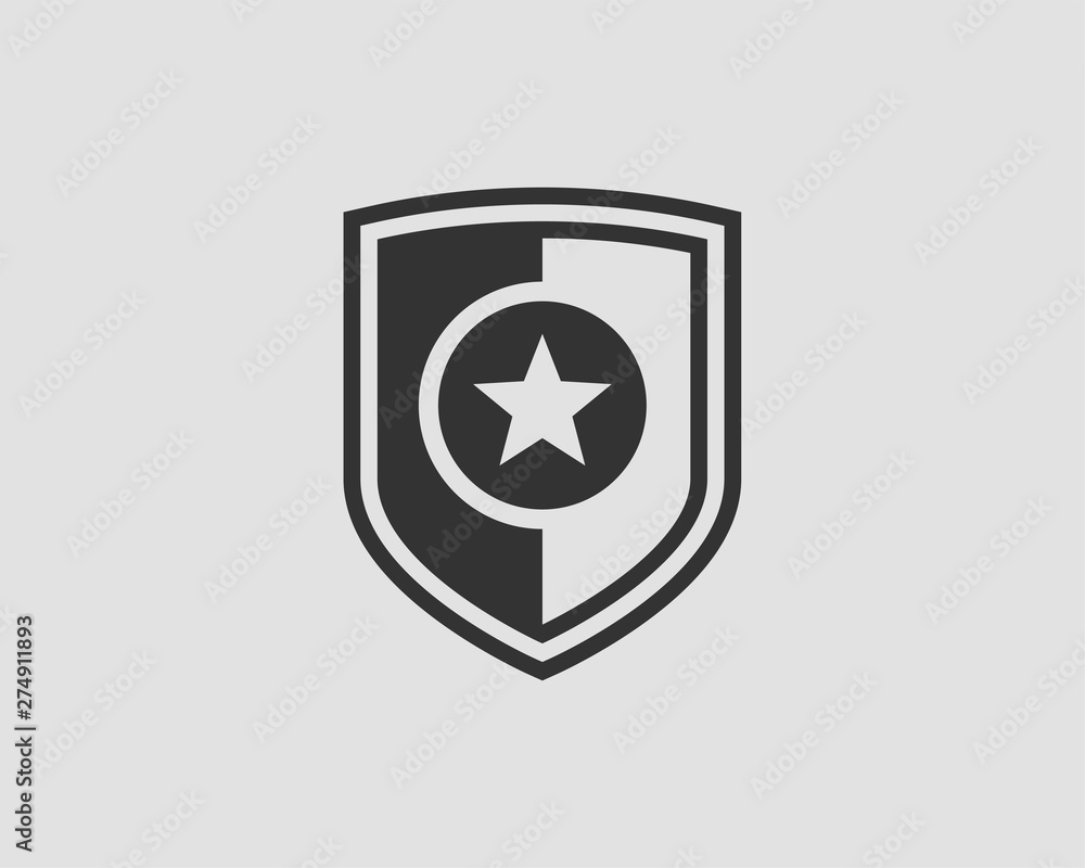 Shield vector logo with star icon Shield vector logo with star icon