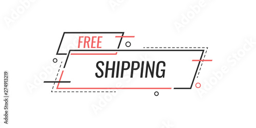 Free shipping delivery banner design. Truck product shipping promotion typography. Vector illustration