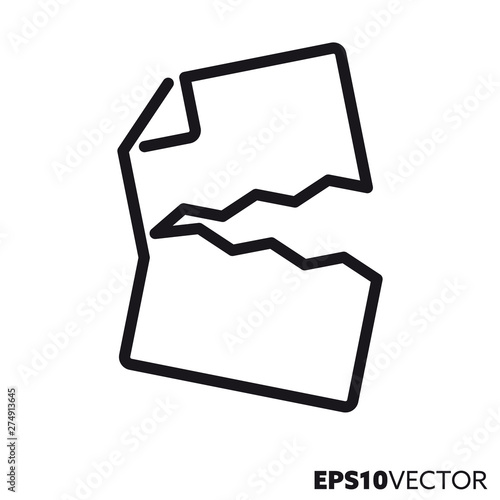 Torn document vector line icon
