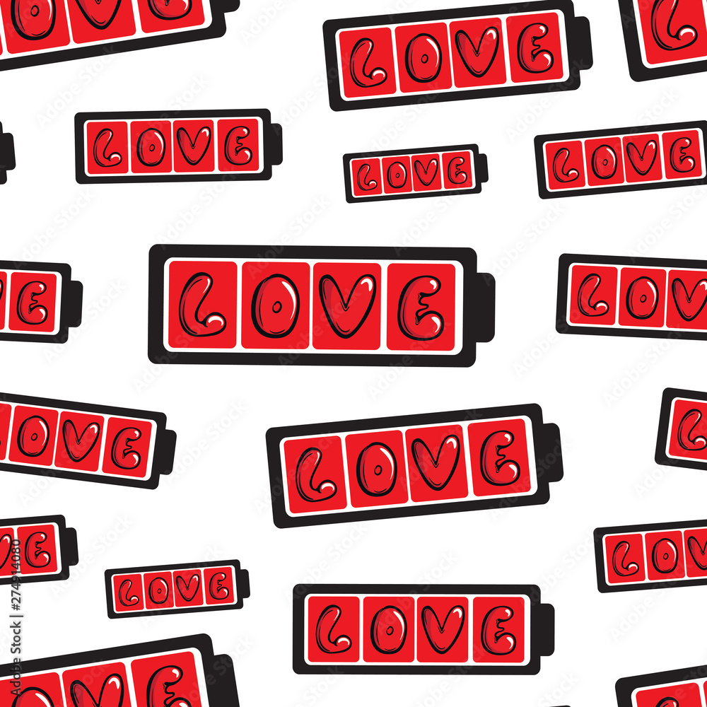 Love battery charging red seamless Love battery charging red seamless