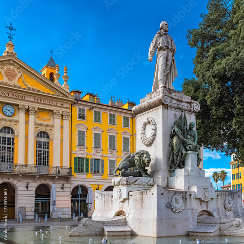 Photos Nice in France, place Garibaldi, colorful facade, with typical murals windows, a