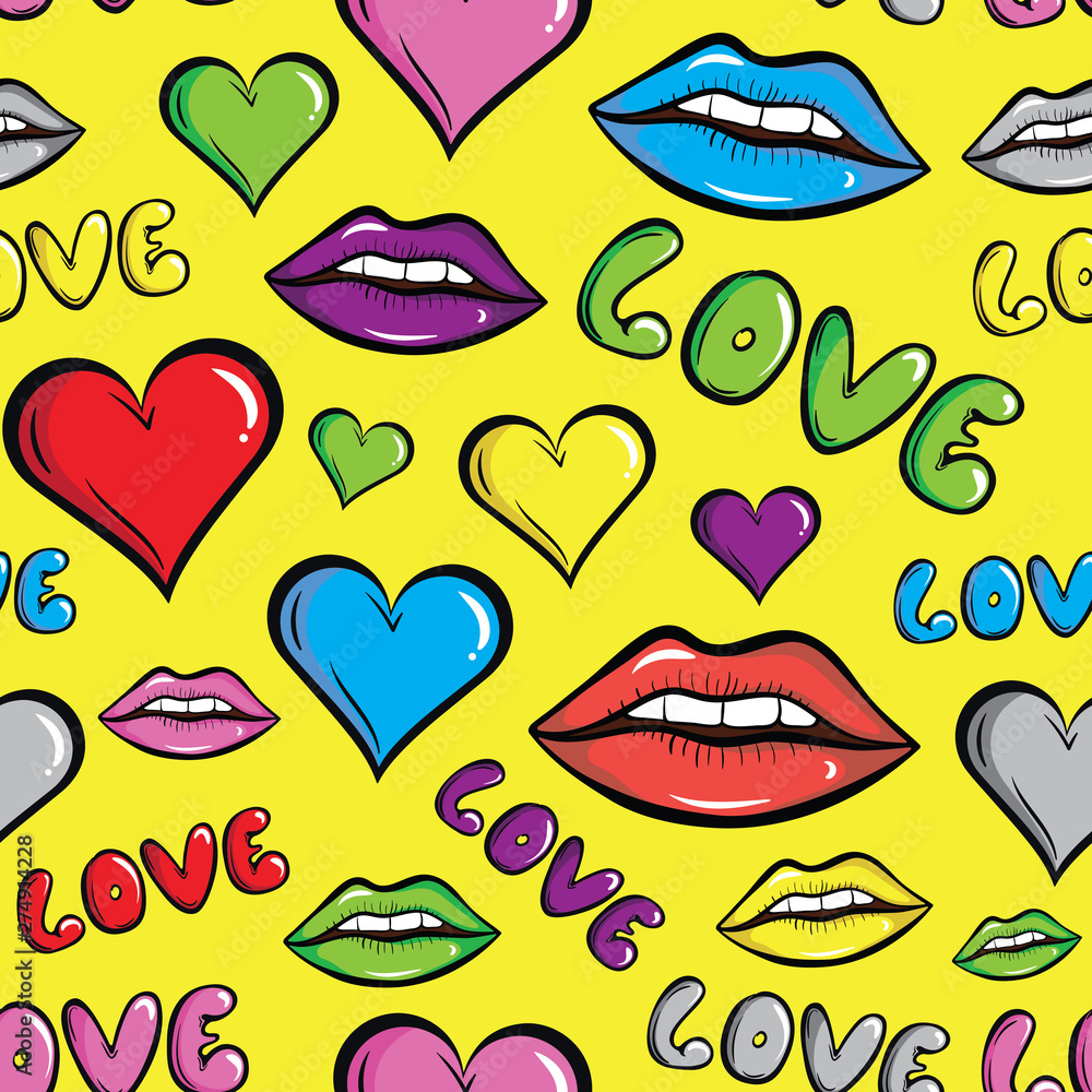 Love lips colorful yellow seamless Love lips colorful yellow seamless