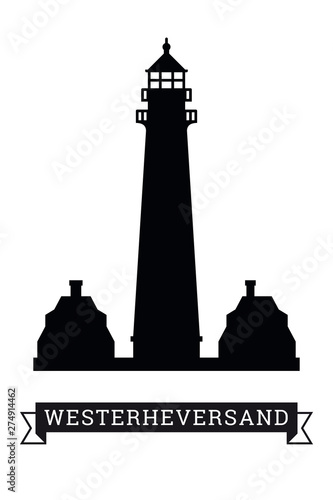 Westerheversand lighthouse silhouette vector