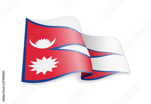 Nepal flag in the wind. Flag on white vector illustration