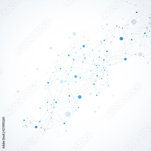 Template for science and technology presentation. Plexus style background.