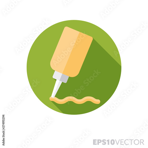 Mayonnaise bottle flat design long shadow color vector icon