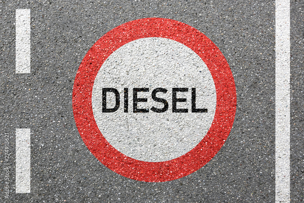 Diesel driving ban on a road sign roadsign street not allowed zone Diesel driving ban on a road sign roadsign street not allowed zone