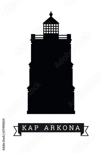 Kap Arkona lighthouse silhouette vector