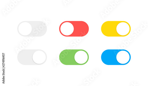 On and Off toggle switch buttons. Modern flat style vector illustration photo