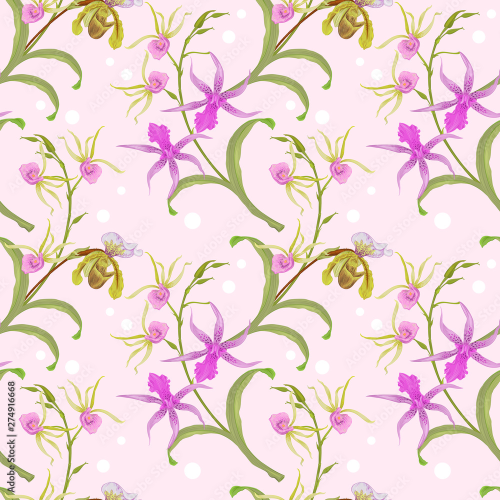 Orchid seamless pattern.