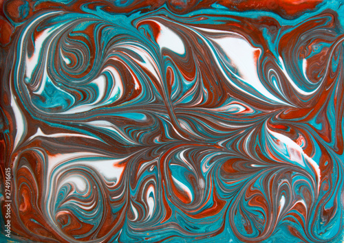 Blue and red marbling pattern. Marble liquid texture.