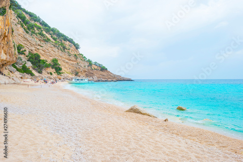 Beaches of the island of Sardinia in the Mediterranean Sea in sunlight in spring © Naj