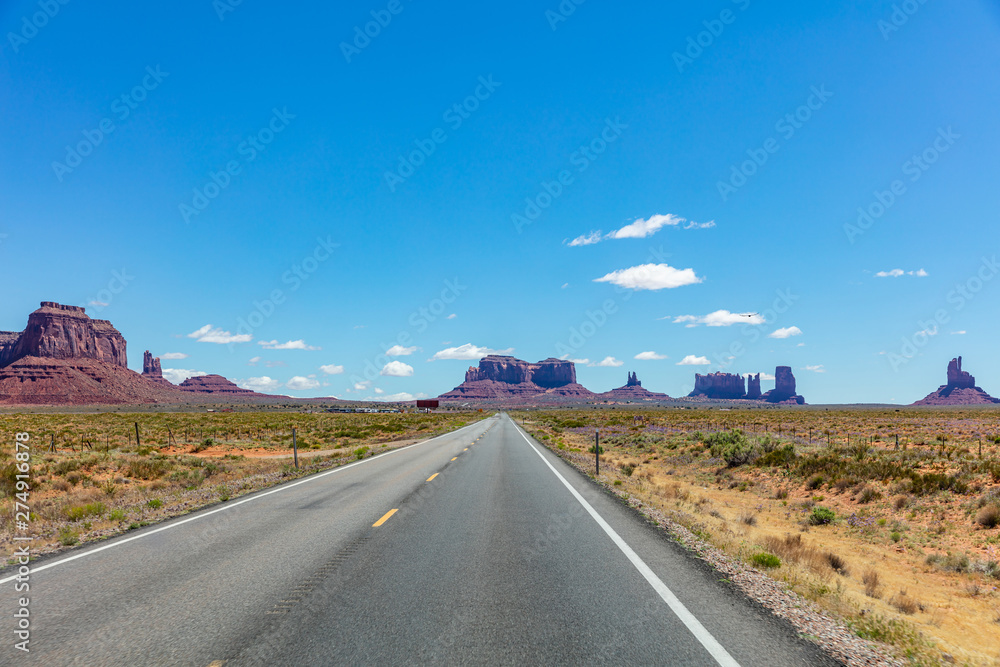 Monument Valley highway, Tribal Park in the Arizona-Utah border, USA Monument Valley highway, Tribal Park in the Arizona-Utah border, USA