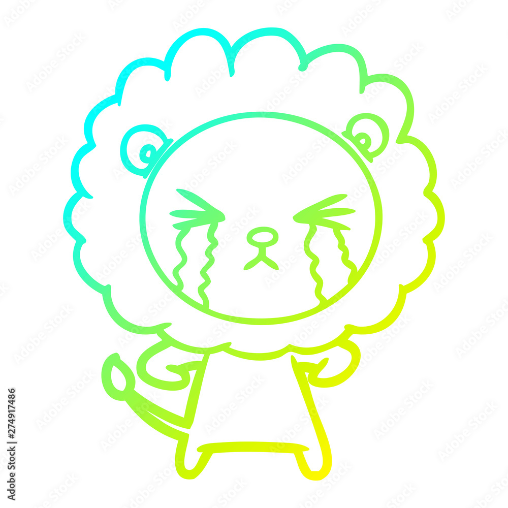 cold gradient line drawing cartoon crying lion cold gradient line drawing cartoon crying lion