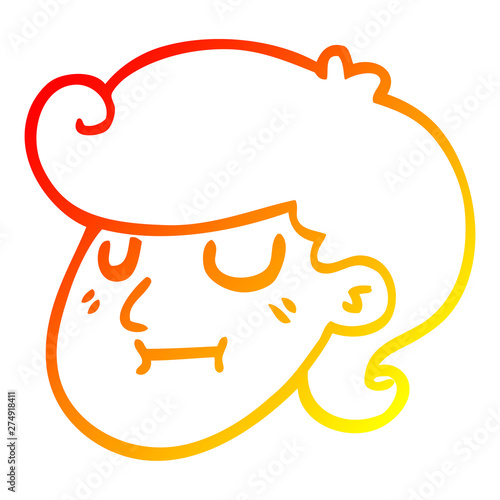 warm gradient line drawing cartoon girls face
