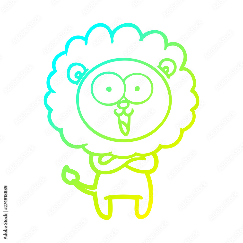 cold gradient line drawing happy cartoon lion cold gradient line drawing happy cartoon lion