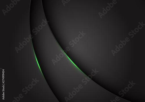 Abstract green light on dark grey grey metallic curve overlap with blank space design modern futuristic background vector illustration.