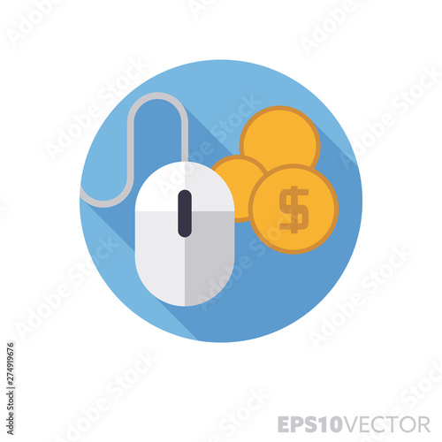 Clickbait flat design long shadow color vector icon