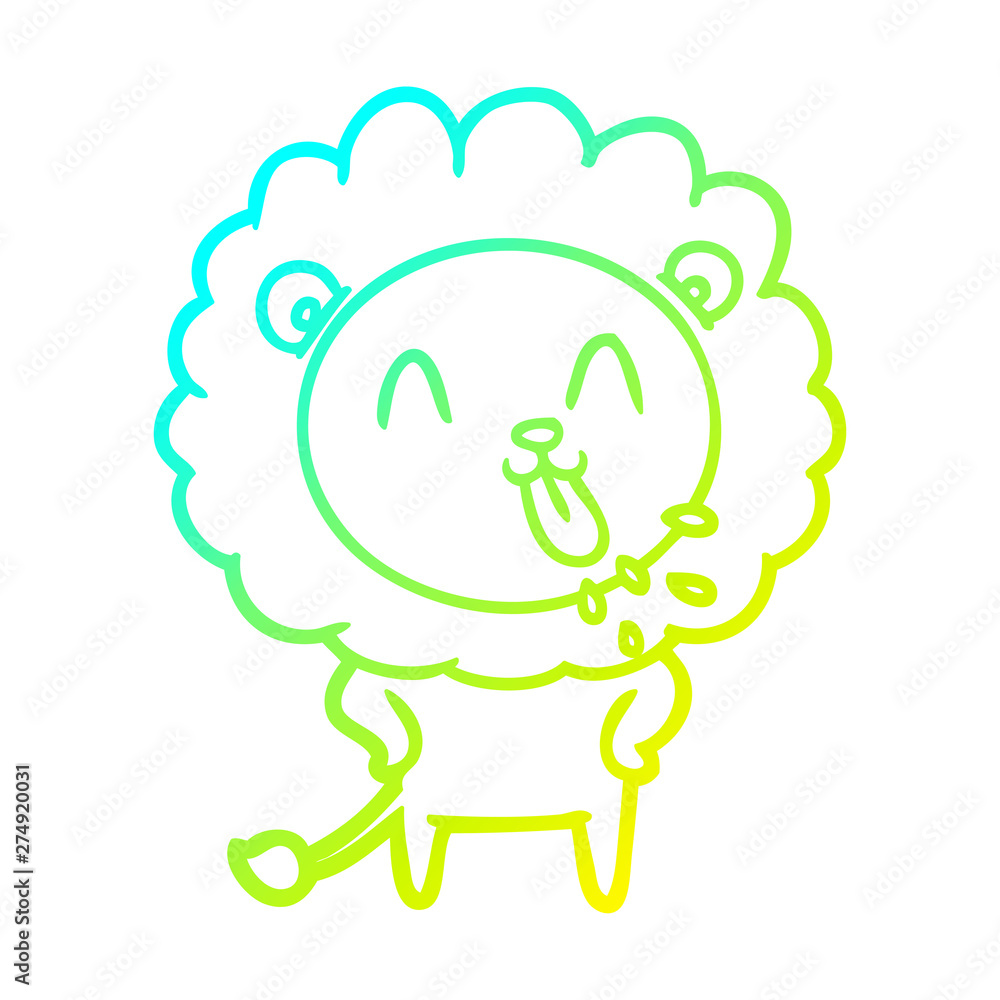 cold gradient line drawing happy cartoon lion cold gradient line drawing happy cartoon lion