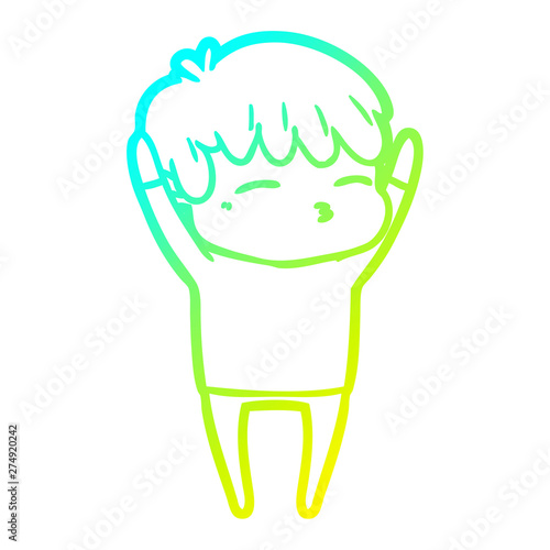 cold gradient line drawing cartoon curious boy