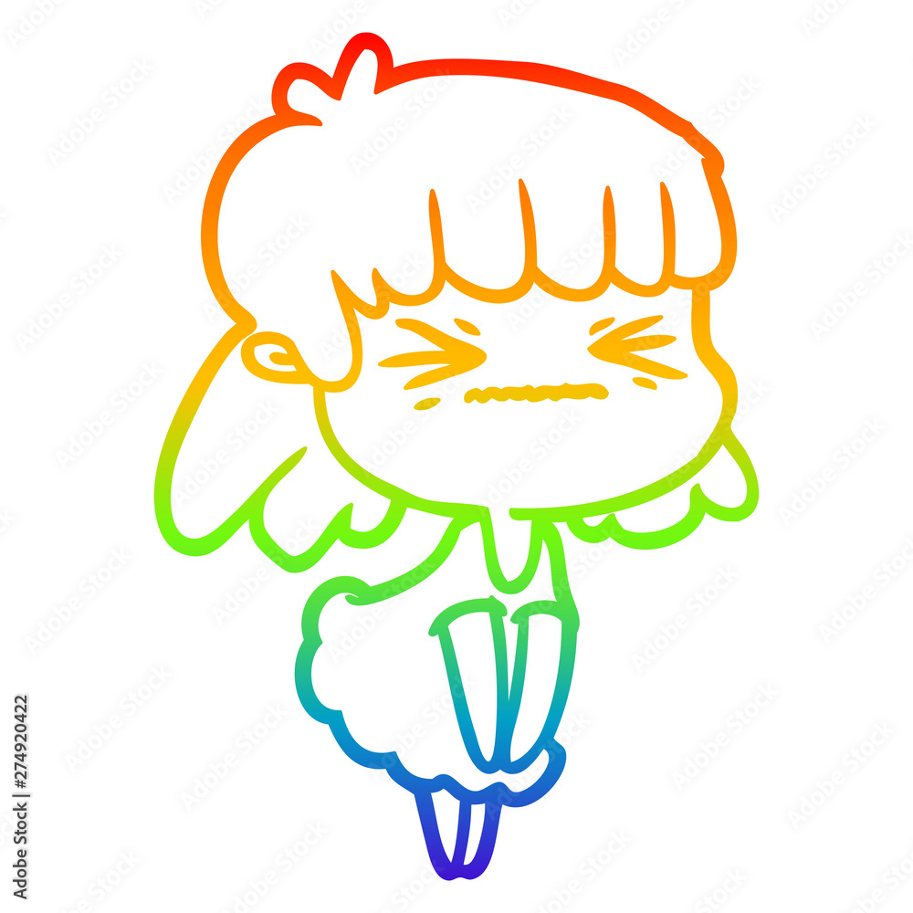 rainbow gradient line drawing cartoon angry girl rainbow gradient line drawing cartoon angry girl