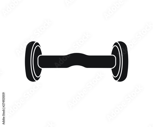 Vector flat black icon logo of hoverboard hover board hyroscooter isolated on white background 