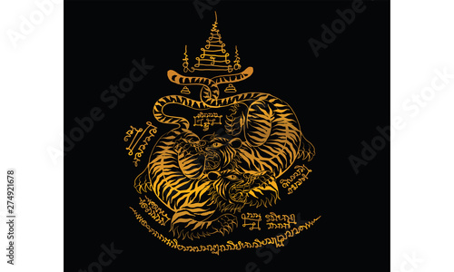 tiger in Thai tradition style,Thai tattoo, vector