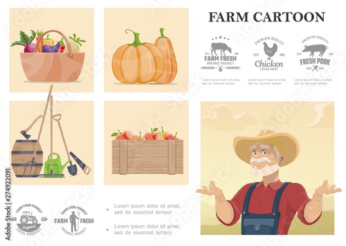 Cartoon Farming And Agriculture Composition