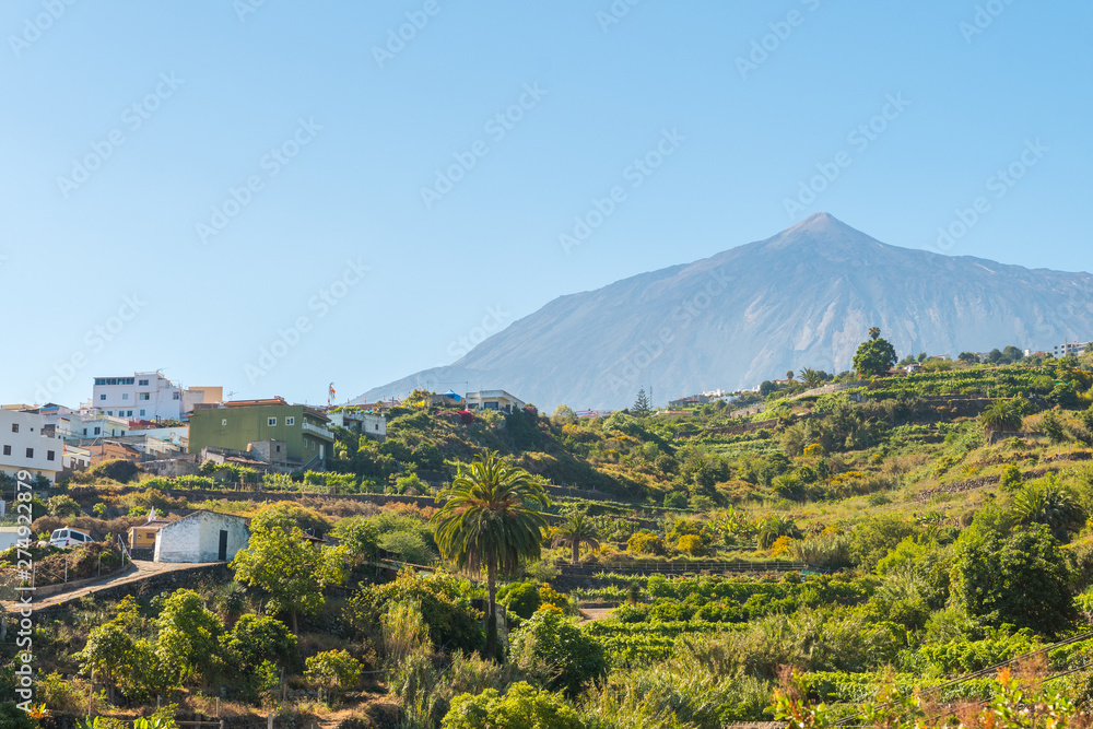 colonial town of icod and teide peak at background, Tenerife