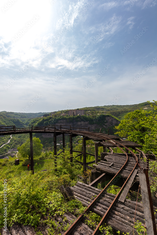 Broken Mining Car Tracks in the Mining Town of Chiatura, Georgia, Causacus Broken Mining Car Tracks in the Mining Town of Chiatura, Georgia, Causacus
