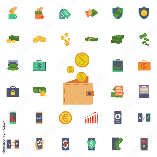 Pennies and a purse icon. Universal set of banking for website design and development, app development