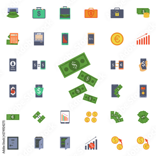 Falling money icon. Universal set of banking for website design and development, app development