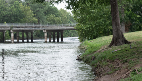 Bridge over rapid water river