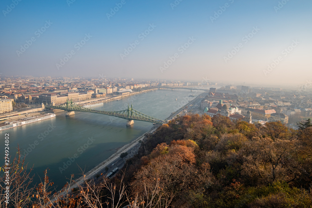 Aerial view of the Liberty Bridge bridge