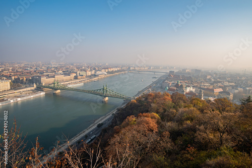 Fototapeta Naklejka Na Ścianę i Meble -  Aerial view of the Liberty Bridge bridge