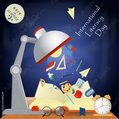 illustration design_2_on school theme, international literacy day, back to school, flat style