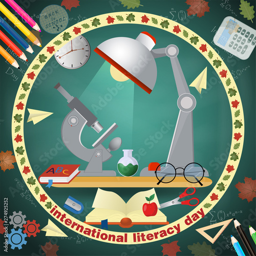 illustration design_12_on school theme  international literacy day  back to school  flat style