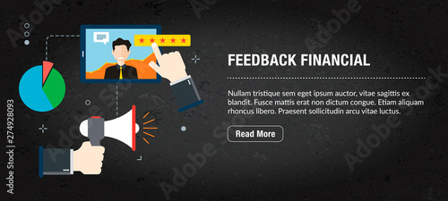 Feedback financial banner internet with icons in vector.