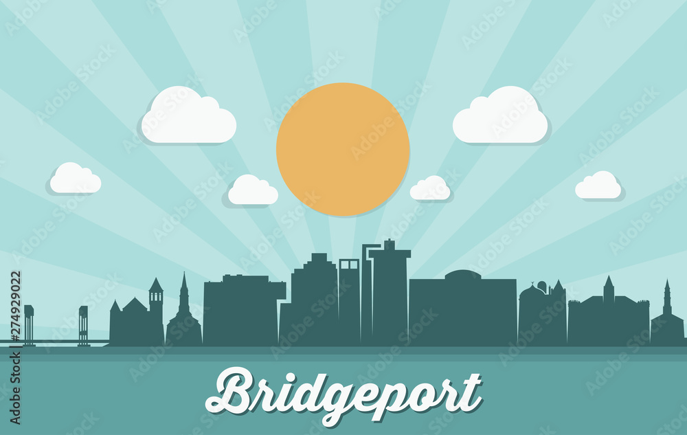 Bridgeport skyline - Bridgeport, United States of America, USA - vector illustration