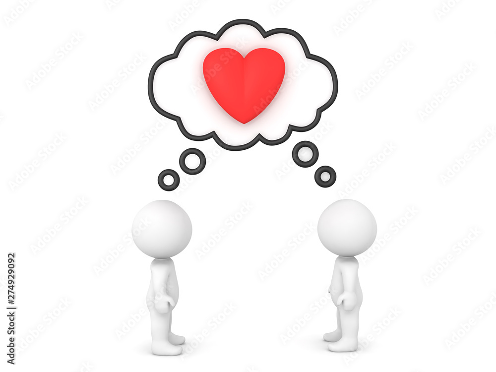 Two 3D Characters are thinking about love Two 3D Characters are thinking about love